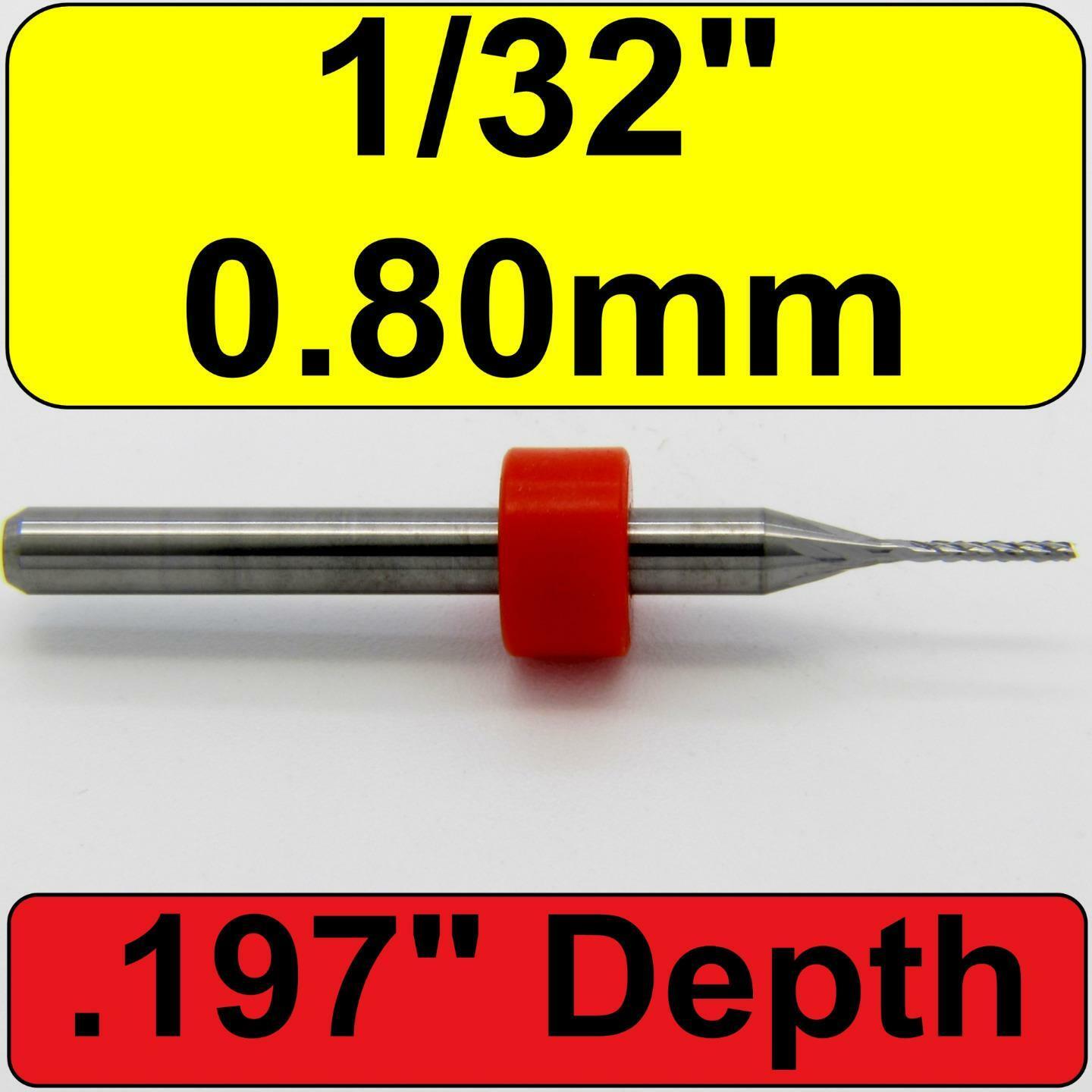 1/32" 0.80mm Diamond Flutes Carbide Router Bit - Fishtail Tip - .197" Loc - R105