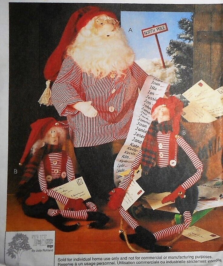 Vintage Santa & Elves Mccall's Crafts Sewing Pattern~ff~#8996~uncut~checkin It T