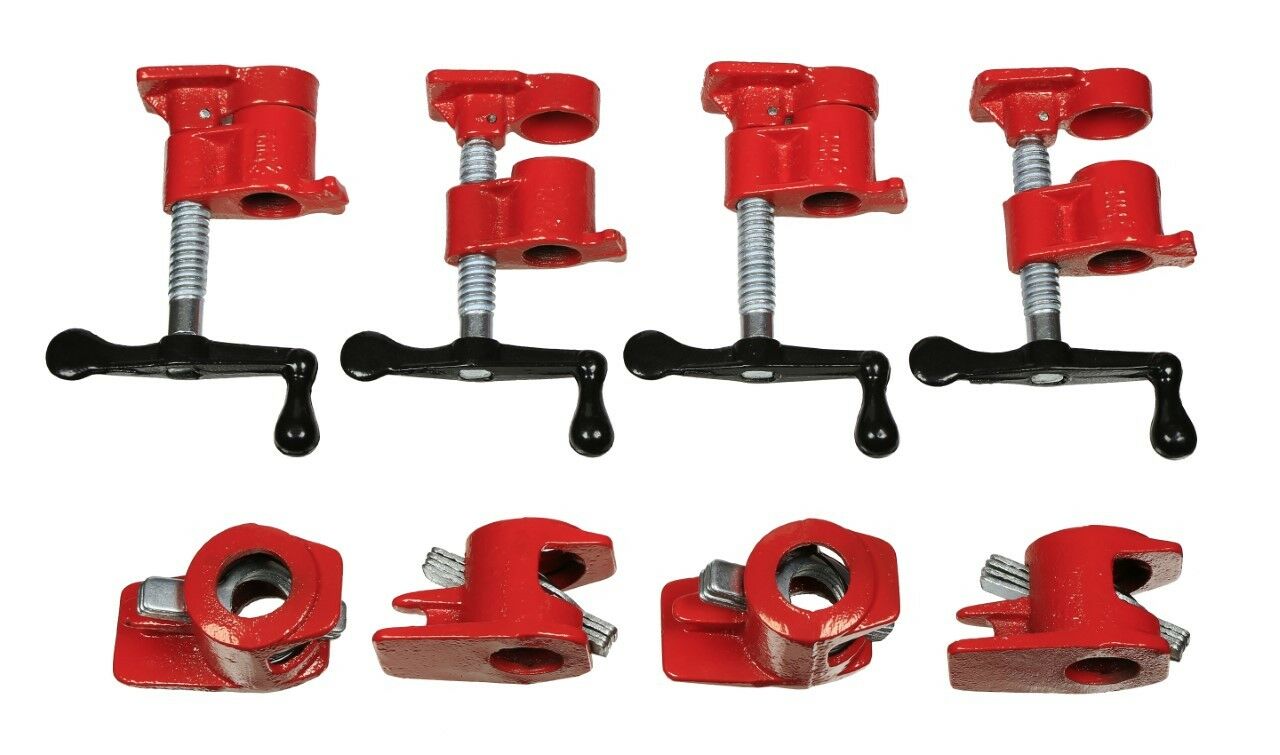 ( 4 Pack ) 3/4" Wood Gluing Pipe Clamp Set Heavy Duty Pro Woodworking Cast Iron