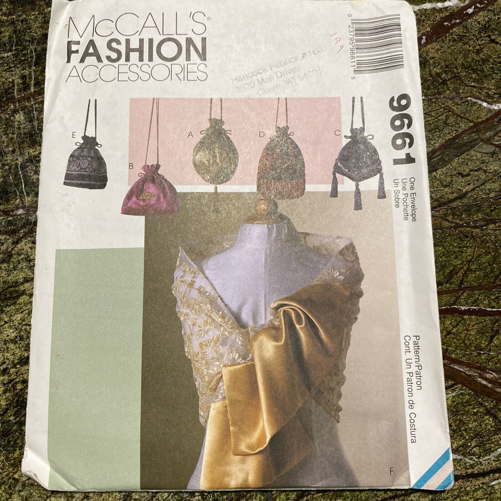 Mccalls Fashion Misses Drawstring Purses Scarves Sewing Pattern 9661