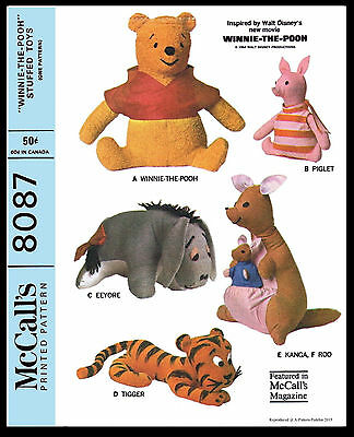 Disney Stuffed Animal Toy Pooh Tigger Piglet Eeyore Mccall's 8087 Fabric Pattern